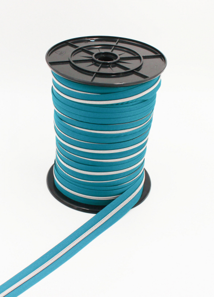 Endlosreißverschluss metallisiert petrol/ silber (1m)